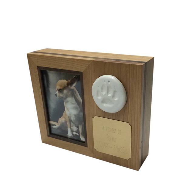 Paw Print Horizontal Cherry Photo Small Pet Urn